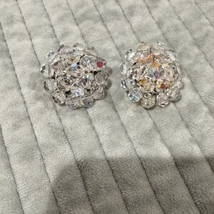 Vintage crystal cluster clip on earrings